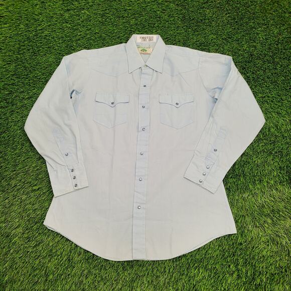 Vintage 80s Mesquite Button Shirt Large 23x31 Pearl Snap - Picture 1 of 13